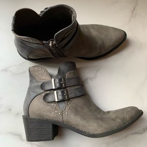 MIA HENRIETTA WESTERN BOOTIES HEELED ANKLE BOOTIES GRAY SIZE 7